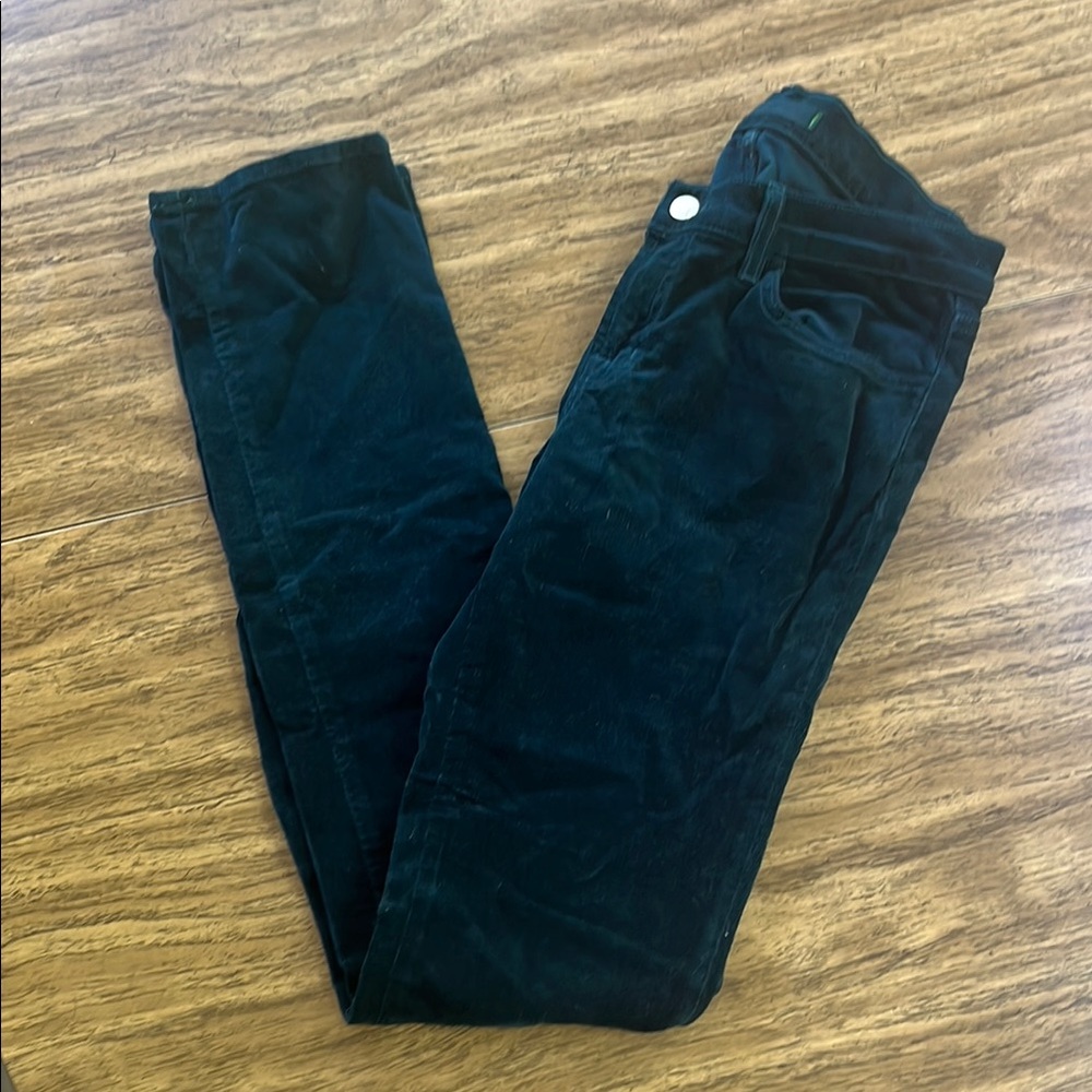 Dark Green Velvet Pants J Brand Size 28 Pencil Leg